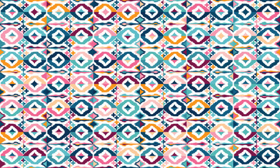 Abstract Ikat pattern with seamless design, perfect for ethnic-themed backgrounds, curtains, carpets, wallpapers, clothing, and decorations. Ideal for wrapping paper, batik, and other creative uses.