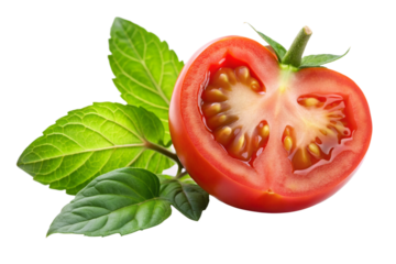 Juicy Tomatoes with Leaves Graphic on Isolated Background