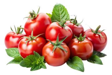 Juicy Tomatoes with Leaves Graphic on Isolated Background