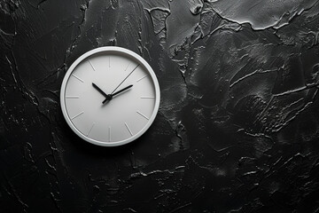 White wall clock on black background