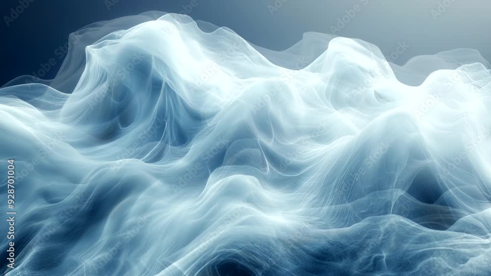 Wall mural soft white light waves flowing gently across a dark background creating an ethereal and serene effec