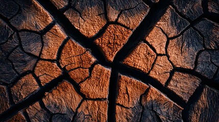 Close-up of a catalpa tree's bark showcasing its unique, thick, deeply fissured, and scaly patterns, highlighting the texture and details in natural light