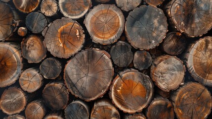 Wood stumps piles background illustration generated by ai