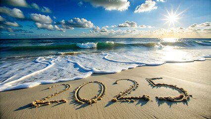 new year 2025 on the beach