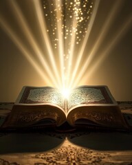 Open book glowing light