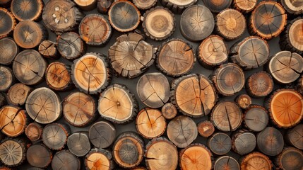 Wood stumps piles background illustration generated by ai