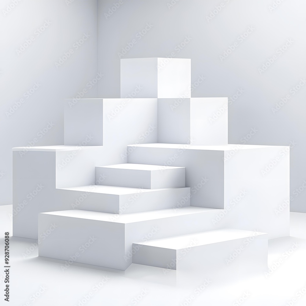 Poster abstract white cube geometry 3d render