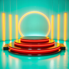 photo the best-hyper realistic-vibrant-podium-abstract background image-wallpaper 