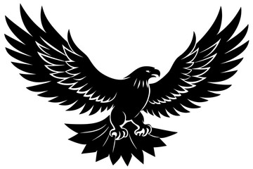 Flynig Eagle silhouette on white background