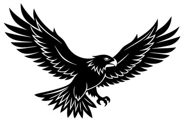 Flynig Eagle silhouette on white background