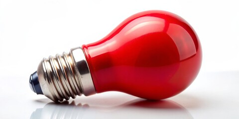 Red Lightbulb on a White Background, lightbulb , red , illumination , idea