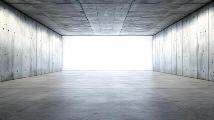 Empty Concrete Room with Bright White Wall