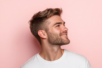 Fototapeta premium A close up of a man's face with his eyes closed