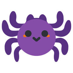 Obraz premium Cute Halloween cartoon spider vector illustration isolated on a white background.