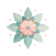 Fototapeta premium watercolor Mandala. Delicate watercolor flower mandala, Floral Watercolor Mandala Clipart, watercolor illustration of Muslim mandala Ramadan concept, Handcrafted Mandal PNG