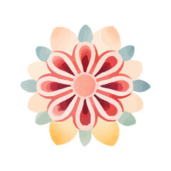 watercolor Mandala. Delicate watercolor flower mandala, Floral Watercolor Mandala Clipart, watercolor illustration of Muslim mandala Ramadan concept, Handcrafted Mandal PNG