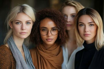 Obraz premium Diverse confident businesswomen standing together, Generative AI