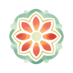 watercolor Mandala. Delicate watercolor flower mandala, Floral Watercolor Mandala Clipart, watercolor illustration of Muslim mandala Ramadan concept, Handcrafted Mandal PNG