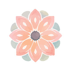 watercolor Mandala. Delicate watercolor flower mandala, Floral Watercolor Mandala Clipart, watercolor illustration of Muslim mandala Ramadan concept, Handcrafted Mandal PNG