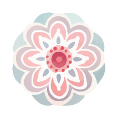 watercolor Mandala. Delicate watercolor flower mandala, Floral Watercolor Mandala Clipart, watercolor illustration of Muslim mandala Ramadan concept, Handcrafted Mandal PNG