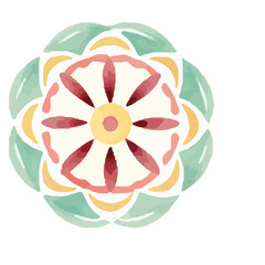 watercolor Mandala. Delicate watercolor flower mandala, Floral Watercolor Mandala Clipart, watercolor illustration of Muslim mandala Ramadan concept, Handcrafted Mandal PNG