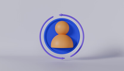 Blue and white person icons designed as a glossy, 3D web symbol for user profiles and communication