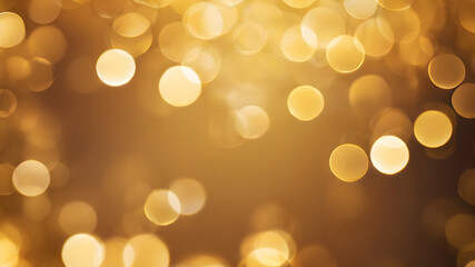 Abstract photo of backlight reflector and glitter bokeh lights background. Image is blurred and made with colorful filters. golden christmas background