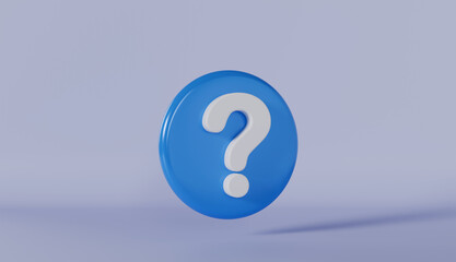 3D blue question mark icon for help and information