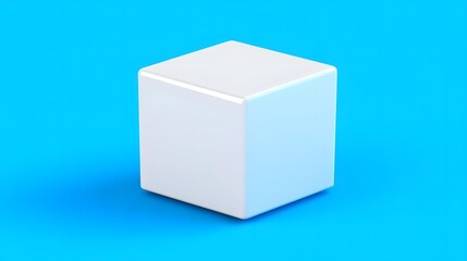 Fototapeta premium White Cube on a Blue Background