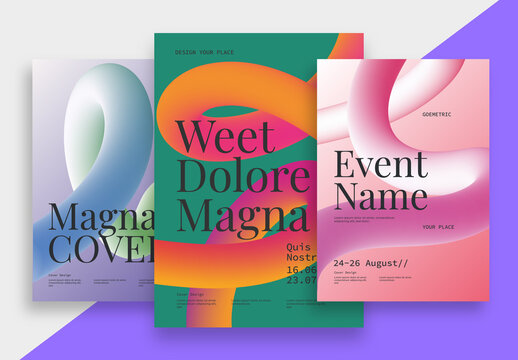 Modern Geometric Covers Layout with Gradient Shapes