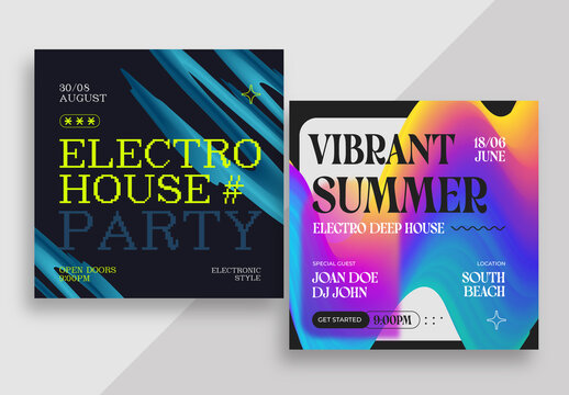 Music Event Social Media Post Layout with Gradient Shapes