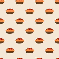 Seamless pattern Fall pie. Hand drawn design. Vector illustration.