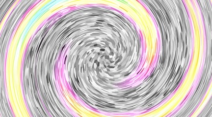 A spiral with a rainbow of colors. The spiral is very blurry and the colors are very bright