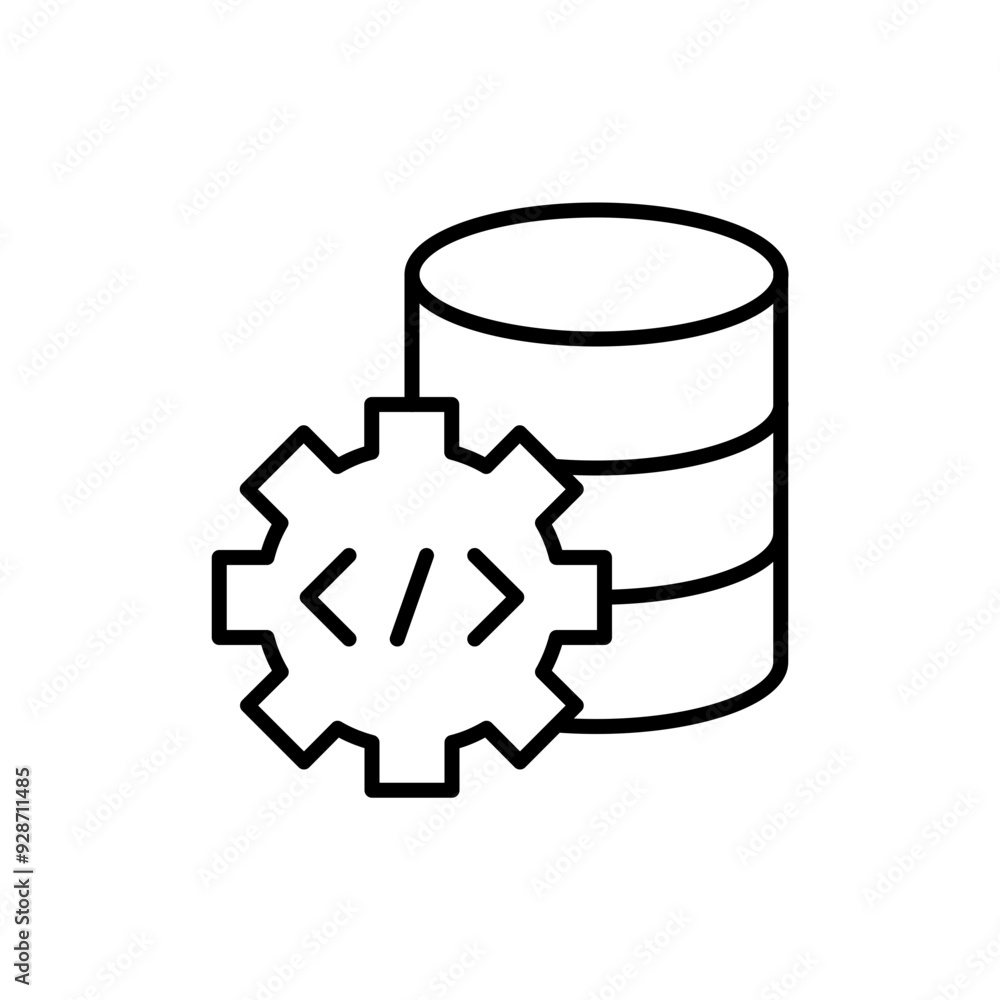 Poster database development outline icons, minimalist vector illustration ,simple transparent graphic eleme