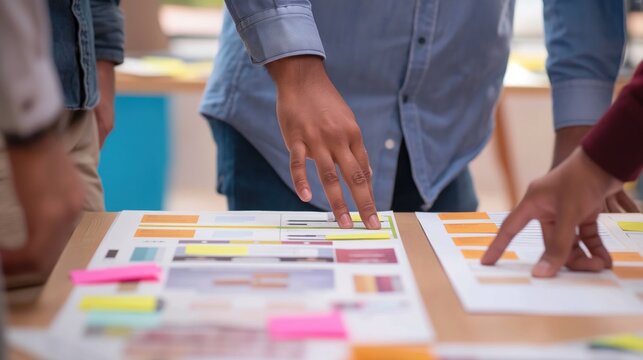 A group of business people meeting to analyze data for a marketing plan