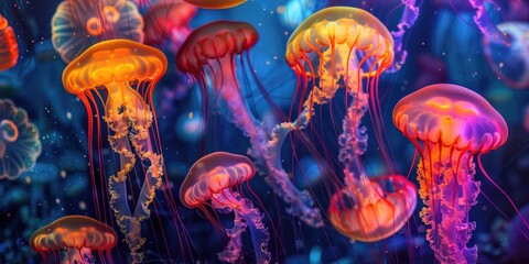 Glowing Orange Jellyfish