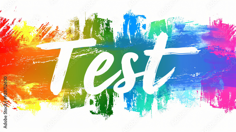 Poster colorful abstract background with brushstrokes featuring the word test, capturing artistic expressio