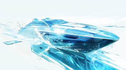 Fototapeta premium Blue Speedboat Cutting Through Water