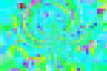 A colorful image of a green background with many different colored squares. The squares are of various sizes and colors, creating a vibrant and lively atmosphere