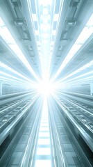 Obraz premium Futuristic Tunnel With Bright White Light at The End