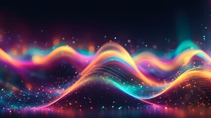 Fototapeta premium A colorful wave of light with a lot of sparkles