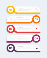 Infographic template with 5 steps or options with icons. Modern business infographic design.