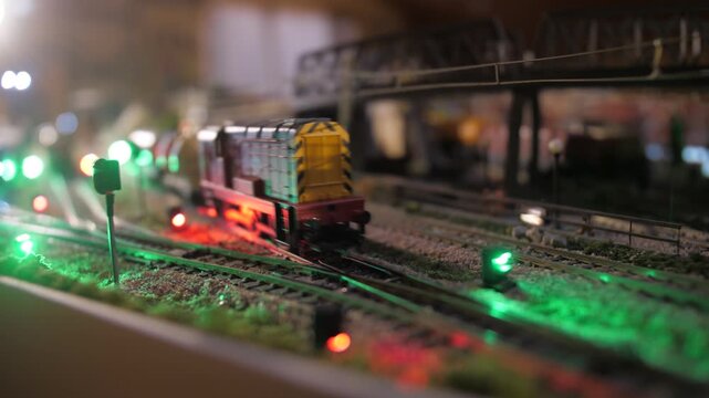 miniature model train railway table slow motion 4k