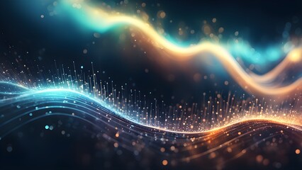 Obraz premium A colorful wave of light with a blue and orange hue