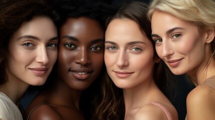 Obraz premium close-up of the faces of women from different ethnicities, 