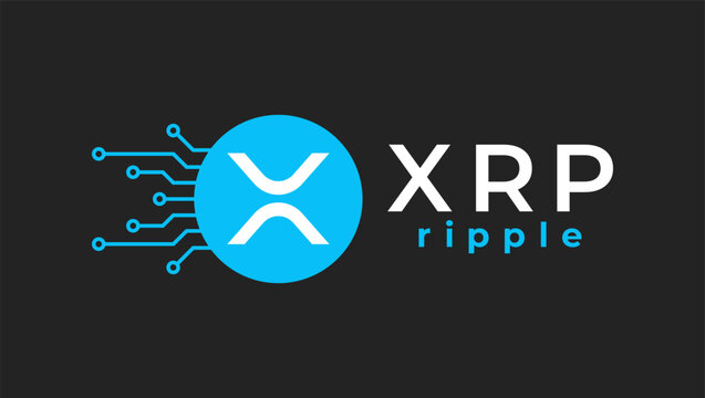 Ripple coin or XRP cryptocurrency banner and background vector illustration.
