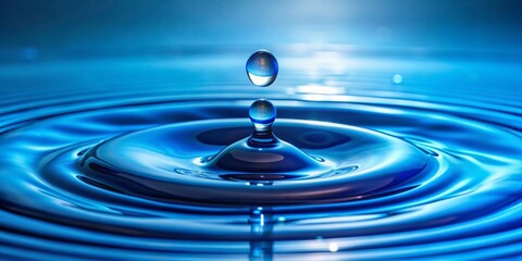 Water Drop Ripples, Blue, Liquid, Reflection, Texture