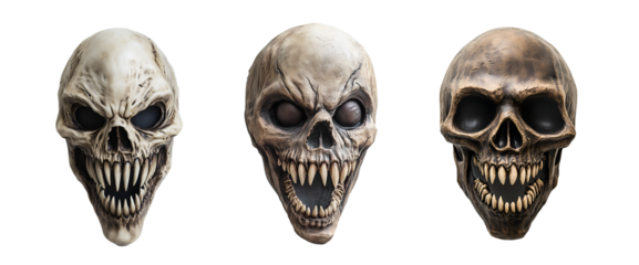 creepy skeleton face mask with sharp teeth on isolated background
