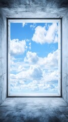 Concrete Room with View of the Sky and Clouds