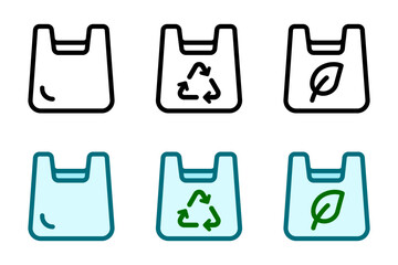 Plastic bag icon. Recycle package sign. Eco packet symbol. Reusing pack illustration.